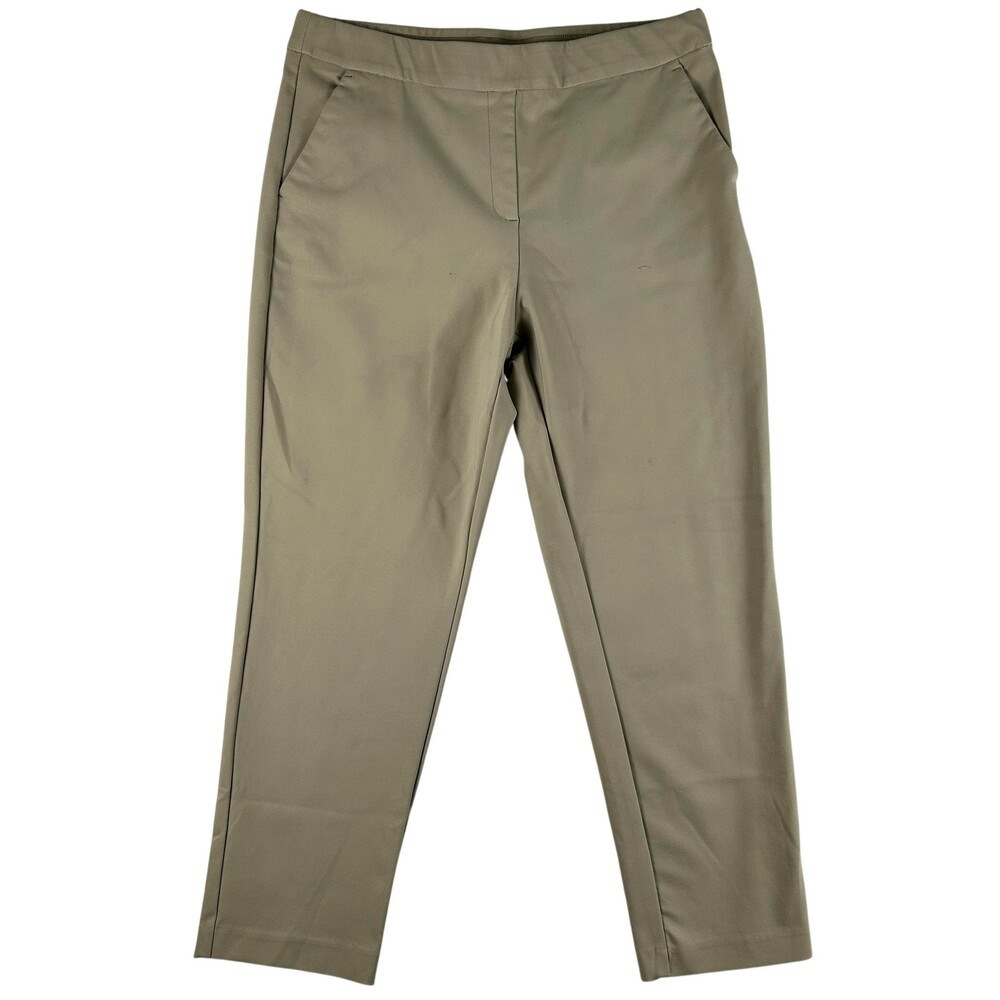 Counterparts Pants Womens 14 Beige Microfiber Ankle Slim Pull On Stretch Career